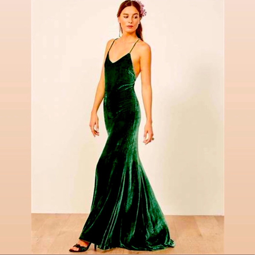 Reformation Rimini Velvet Backless Slip Dress